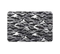 QAZWZML Zerbini grigi con motivo di pipistrelli di Halloween, tappetini di benvenuto, adatti per porte d'ingresso, cortili, cucine o bagni.