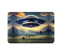 QAZWZML Zerbino con motivo UFO Landing, adatto per porte d'ingresso, cortili, cucine o bagni.