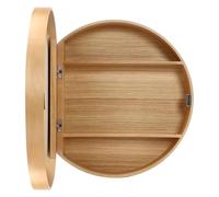 QAZXDRFG Armadietto da bagno con specchio e sportello a ribalta, da parete, decorativo, rotondo, da appendere (colore legno, 50 cm)