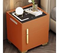 QAZXDRFG Comodino Intelligente, Comodino con cassaforte Nascosta, Comodino a LED con Stazione di Ricarica e Porte USB/Type-C, luminosità Regolabile, Piano in Vetro temperato (Arancione, 50x40x50 cm)