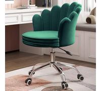 QAZXDRFG Flannel Office Desk Task Chair,Modern Cute Accent Swivel Seat Height Adjustable,Comfy Makeup Stool Mid-Back,for Living Room/Dressing Room/Workspace(Green)