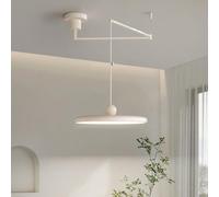 QAZXDRFG Lampada a Sospensione Moderna a LED con Braccio Girevole, dimmerabile, Rotonda, Lunga 15,7 Pollici, 37 W, Stile Crema, Regolabile, Illuminazione per Isola Cucina, Camera da Letto, Soggiorno