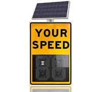 QAZXDRFG Pannello di limitazione di velocità Radar a energia solare, pannello LED, display di avvertimento del traffico, giallo riflettente ad alta luminosità, 61 x 89 cm