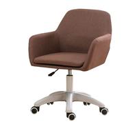 QAZXDRFG Swivel Desk Chair Home Office Chair, Linen Desk Chair with 5 Wheels, Adjustable Swivel Chair for Living Room Bedroom(Brown)