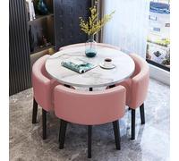 QAZXDRFG Tavolo e sedie da Pranzo, Set di 4 tavoli Rotondi in Marmo con Quattro sedie Imbottite, salvaspazio, Adatti per Ufficio, Soggiorno e Sala da Pranzo, 2 31,5 * 29,5 Pollici