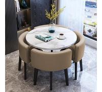 QAZXDRFG Tavolo e sedie da Pranzo, Set di 4 tavoli Rotondi in Marmo con Quattro sedie Imbottite, salvaspazio, Adatti per Ufficio, Soggiorno e Sala da Pranzo, 4 31,5 * 29,5 Pollici