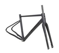 QAZXDRFG Telaio per Bici da Corsa Gravel 700C 46CM 48CM 50CM Telaio in Lega di Alluminio con Freno a Disco Telaio con Perno Passante F12*100mm R12*142mm Forcella in Fibra di Carbonio (Grigio, 48cm)