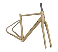 QAZXDRFG Telaio per Bici da Corsa Gravel 700C 46CM 48CM 50CM Telaio in Lega di Alluminio con Freno a Disco Telaio con Perno Passante F12*100mm R12*142mm Forcella in Fibra di Carbonio (Giallo, 46cm)