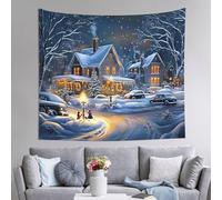 QBGJDOGE Arazzo da appendere alla parete, scena di neve in città 30x40 pollici Poster Arazzi Arazzo Hippie Estetico Appeso a parete Stampa artistica su stoffa for festival Feste Casa Camera da letto S