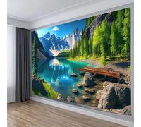 QBGJDOGE Arazzo da parete con foresta incantata, paesaggio naturale, sole attraverso l'albero, grotta, arazzi da parete for soggiorno, camera da letto, decorazioni for la casa(Lake,130.00 x 150.00 cms