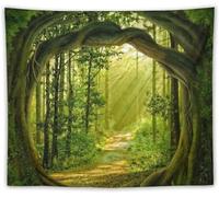 QBGJDOGE Arazzo da Parete con Foresta incantata, Paesaggio Naturale, Sole Attraverso L'Albero, Grotta, arazzi da Parete for Soggiorno, Camera da Letto, Decorazioni for la casa(Y04,150L x 130W cm)