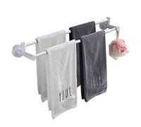 QBGJDOGE Portasciugamani doppio senza foratura/ventosa - Portasciugamani con sistema di aspirazione montato a parete for bagno e cucina(White)