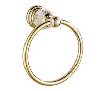 QBGJDOGE Round Towel Ring Holder, Bathroom Accessories with Crystal Base Wall Mounted Modern European Design(Golden)