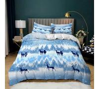 QBIDCSX Copripiumino Singolo Alce Set Lenzuola Letto Singolo Microfibra con Cerniera,Caldo Morbido Copripiumini 150x200 cm + 2 Federa 50x80 cm, con Cerniera, per Bambina Bambino