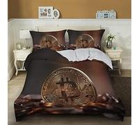 QBIDCSX Copripiumino Singolo Bitcoin Set Lenzuola Letto Singolo Microfibra con Cerniera,Caldo Morbido Copripiumini 135x200 cm + 2 Federa 50x80 cm, per Bambina Bambino