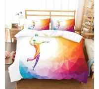 QBIDCSX Copripiumino Singolo Pallacanestro Set Lenzuola Letto Singolo Microfibra con Cerniera,Caldo Morbido Copripiumini 150x200 cm + 2 Federa 50x80 cm, con Cerniera, per Bambina Bambino