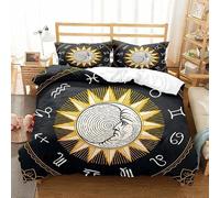 QBIDCSX Copripiumino Singolo Sole e luna Set Lenzuola Letto Singolo Microfibra con Cerniera,Caldo Morbido Copripiumini 135x200 cm + 2 Federa 50x80 cm, per Bambina Bambino