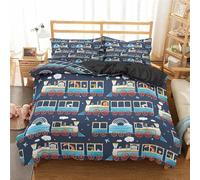 QBIDCSX Copripiumino Singolo Tram Set Lenzuola Letto Singolo Microfibra con Cerniera,Caldo Morbido Copripiumini 150x200 cm + 2 Federa 50x80 cm, con Cerniera, per Bambina Bambino