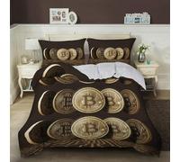 QBIDCSX Copripiumino Una Piazza e Mezza Bitcoin Copripiumino 200x200 MicrofibraCaldo Morbido Traspirante Copripiumini + 2 Federa 50x80 cm, con Cerniera per Bambina Bambino