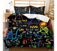 QBIDCSX Copripiumino Una Piazza e Mezza Matematica Copripiumino 200x200 MicrofibraCaldo Morbido Traspirante Copripiumini + 2 Federa 50x80 cm, con Cerniera per Bambina Bambino
