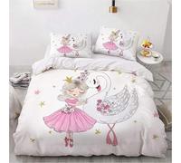 QBIDCSX Copripiumino Una Piazza e Mezza Ragazza cigno Copripiumino 200x200 MicrofibraCaldo Morbido Traspirante Copripiumini + 2 Federa 50x80 cm, con Cerniera per Bambina Bambino