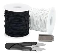 QBJAYTY - Corda elastica per bracciali, 0,8 mm, 1,0 mm, 1,5 mm, colore bianco e nero, per perline Kandi Pony, cordoncino elastico rotondo per cucire e perline (1,5 mm, nero bianco)
