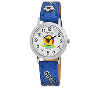 QBOS Orologio da polso analogico per bambini e adolescenti con al quarzo rp4822300005Alloggiamento in metallo con cinturino blu in ecopelle e fibbia ad ardiglione quadrante bianco nastro lunghezza totale 20cm larghezza di banda 14mm
