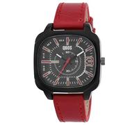 QBOS Orologio da polso da uomo in similpelle nera, lunghezza 24 cm, design classico per ogni uomo