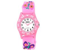 QBOS Orologio da polso per bambini, analogico, con farfalla, per bambini a partire dai 3 anni in su, Rosa/Farfalla, Moderno