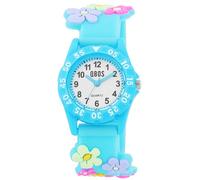 QBOS Orologio da polso per bambini, analogico, per bambini, a partire dai 3 anni in su, blu/fiori, Moderno