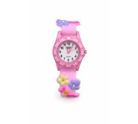 QBOS Orologio da polso per bambini, analogico, per bambini, a partire dai 3 anni in su, Rosa/fiori, Moderno
