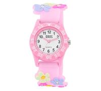 QBOS Orologio da polso per bambini, analogico, per bambini, a partire dai 3 anni in su, Rosa/fiori, Moderno