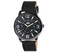 Qbos Orologio da uomo nero analogico data pelle imitazione quarzo