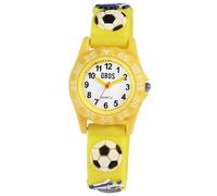 Qbos Orologio per bambini Calcio Bianco Giallo Analogico Silicone Quarzo Ragazze Ragazzi Bambini, giallo., cinghia
