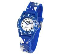 Qbos - Orologio per bambini con motivo delfino, bianco, blu, analogico, in silicone, al quarzo, per ragazze e ragazzi, Blu, cinghia