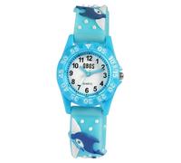 Qbos - Orologio per bambini con motivo delfino, bianco, blu, analogico, in silicone, al quarzo, per ragazze e ragazzi, Blu, cinghia