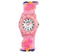Qbos - Orologio per bambini con motivo floreale e api, in silicone, analogico, al quarzo, per ragazze e ragazzi, Colore: rosa., cinghia