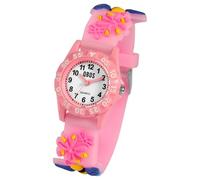 Qbos - Orologio per bambini con motivo floreale e api, in silicone, analogico, al quarzo, per ragazze e ragazzi, Colore: rosa., cinghia