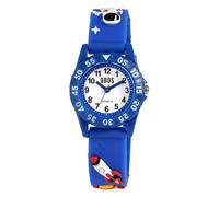 Qbos Orologio per bambini razzo astronauta universo bianco blu analogico al quarzo ragazza ragazzi bambini, Blu, cinghia