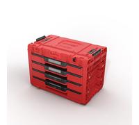 Qbrick System Cassetta Porta Attrezzi Vuota - 4 Scomparti - Valigetta Attrezzi - 542 x 335 x 369 mm Rosso
