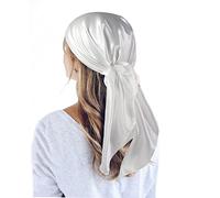 QBSM Sciarpa in raso grande da 89,9 cm con testa quadrata in seta, sciarpa per il collo, per dormire, leggera, per donne, bianco, Large