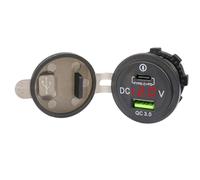QC 3.0 & PD 60W Dual USB Caricabatteria da auto con voltmetro digitale LED per 12V/24V veicoli, barche, camper, moto - ABS ignifugo Housing, 30W per porta