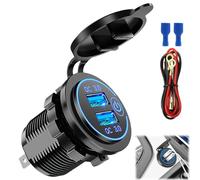 QC3.0 Presa USB per Auto Doppio USB con Interruttore Touch[12/24V 36W]2 Porte Quick Charge Caricabatteria Impermeabile LED Indicazione, Presa Accendisigari, per adatto, auto barca Moto