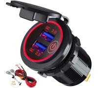 QC3.0 Presa USB per Auto Doppio USB Con Interruttore Touch 12V / 24V 36W 2 Porte