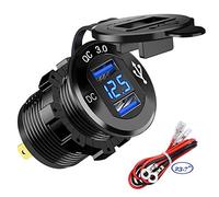 QC3.0 Presa USB per Auto Doppio USB in alluminio , 12V / 24V 36W 2 Porte Caricabatteria Presa USB Impermeabile LED Indicazione