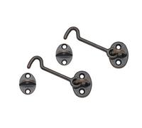 QCAA Cabina in ottone forgiato & Gancio per porta Latch & Eye, 2-1/2 ", rame antico, confezione da 2, Made in Taiwan