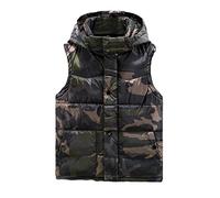 ?? QCBH Gilet da uomo in cotone moda autunno e inverno gilet giovane coppia gilet in cotone gilet da uomo in cotone mimetico con cappuccio (Army Green,L)