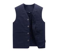 QCBH Gilet da uomo in cotone spesso taglie forti gilet autunno e inverno abbigliamento casual in cotone gilet multitasche gilet da lavoro moda tinta unita