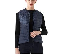 QCBH Gilet in piuma d'oca da donna interno moda tutto-fiammifero corto senza colletto leggero piumino d'anatra bianco piumino da donna piumino autunnale