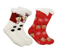 Qcbuegof 2 paia di calzini da donna in pile con grippers invernali, termici, non intelligenti, per la casa, a maglia, Snowflake Elk Head W, Taglia unica